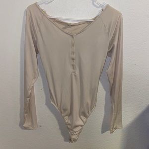 Cream Button Down Body Suit